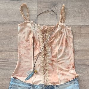 Barely Worn! SELE - Corset Style Cropped Cami - Size M. Lace-Up Front